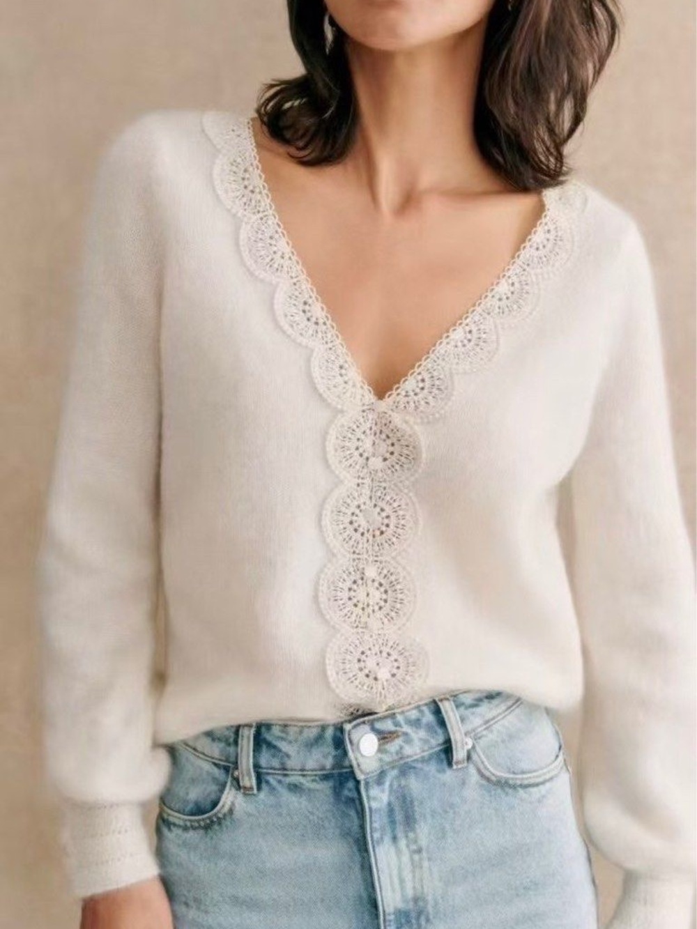 Sezane Henria Cardigan Ecru - Size M